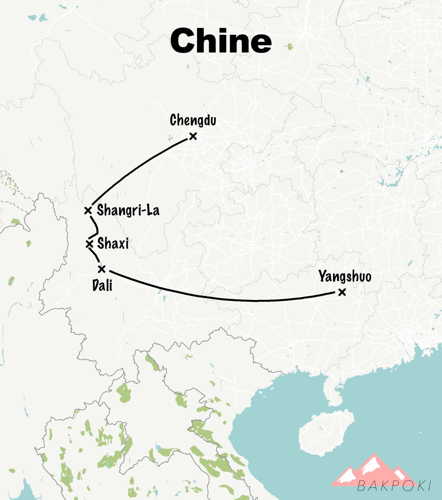 carte itinéraire chine en famille 